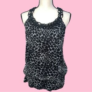 INC Leopard Print Silver Metallic Sparkle Top Macy’s